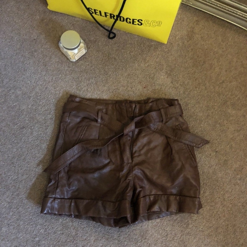 Topshop leather shorts